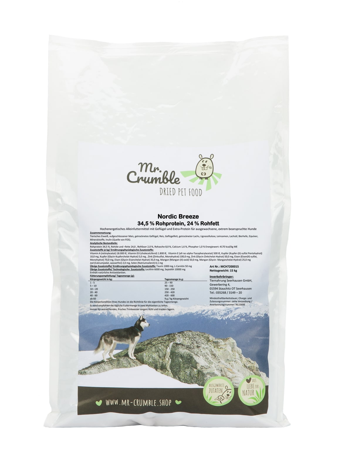 Futter für Huskys Nordic Breeze Packung Rückseite