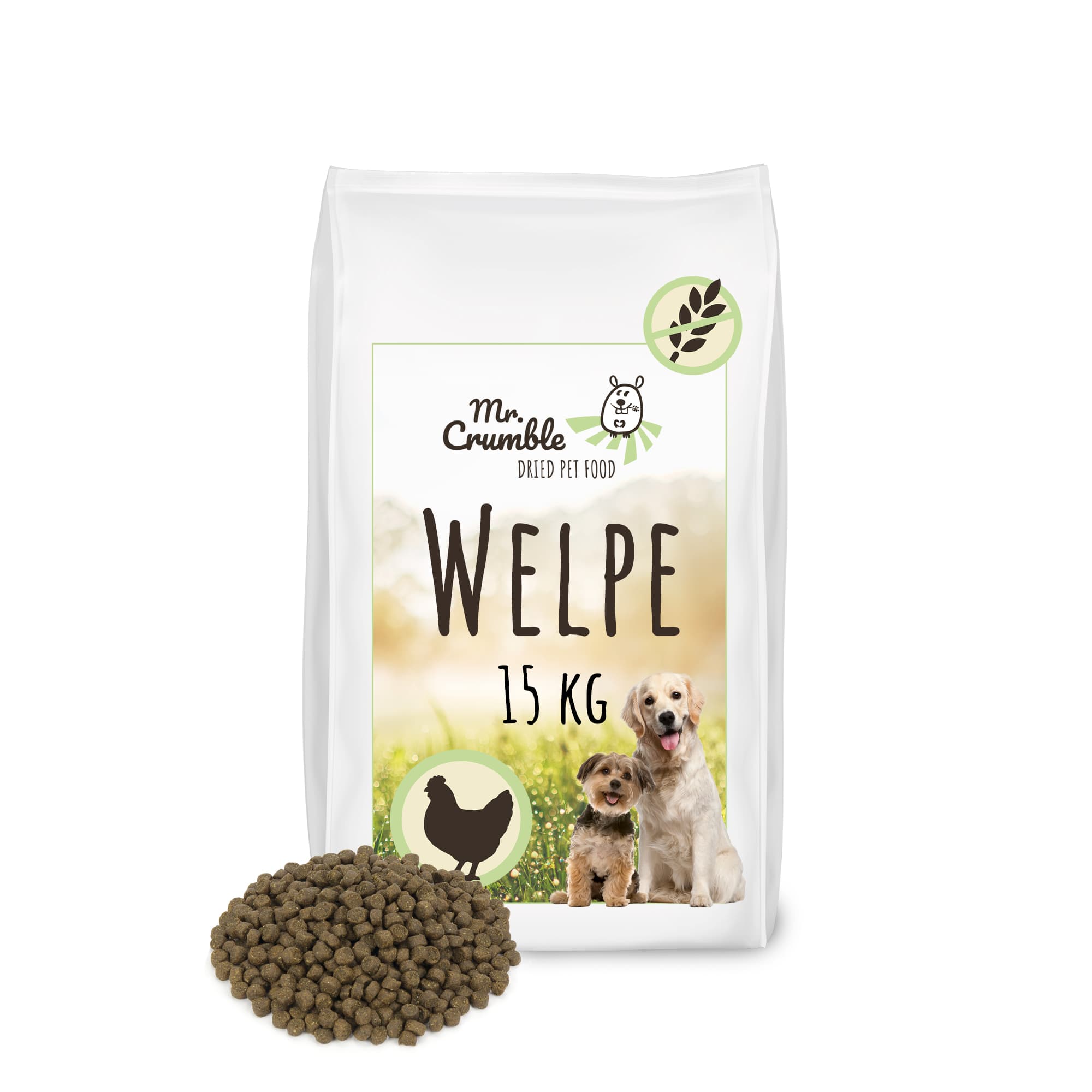 Welpenfutter getreidefrei mit Huhn, Gemüse, Obst und Kräutern