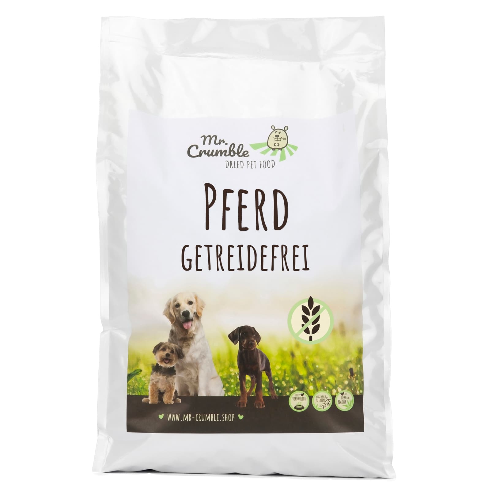 Mr-Crumble-MCH729-Hunde-Trockenfutter-Pferd-getreidefrei-Marketing-Etikett-k Hund getreidefreies Trockenfutter für Hunde mit Pferd - Marketingetikett