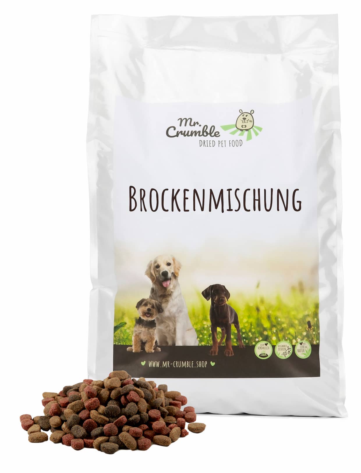 Mr-Crumble-Hundefutter-Trockenfutter-Brockenmischung-Sack-mit-Futter Trockenfutter Brockenmischung für Hunde