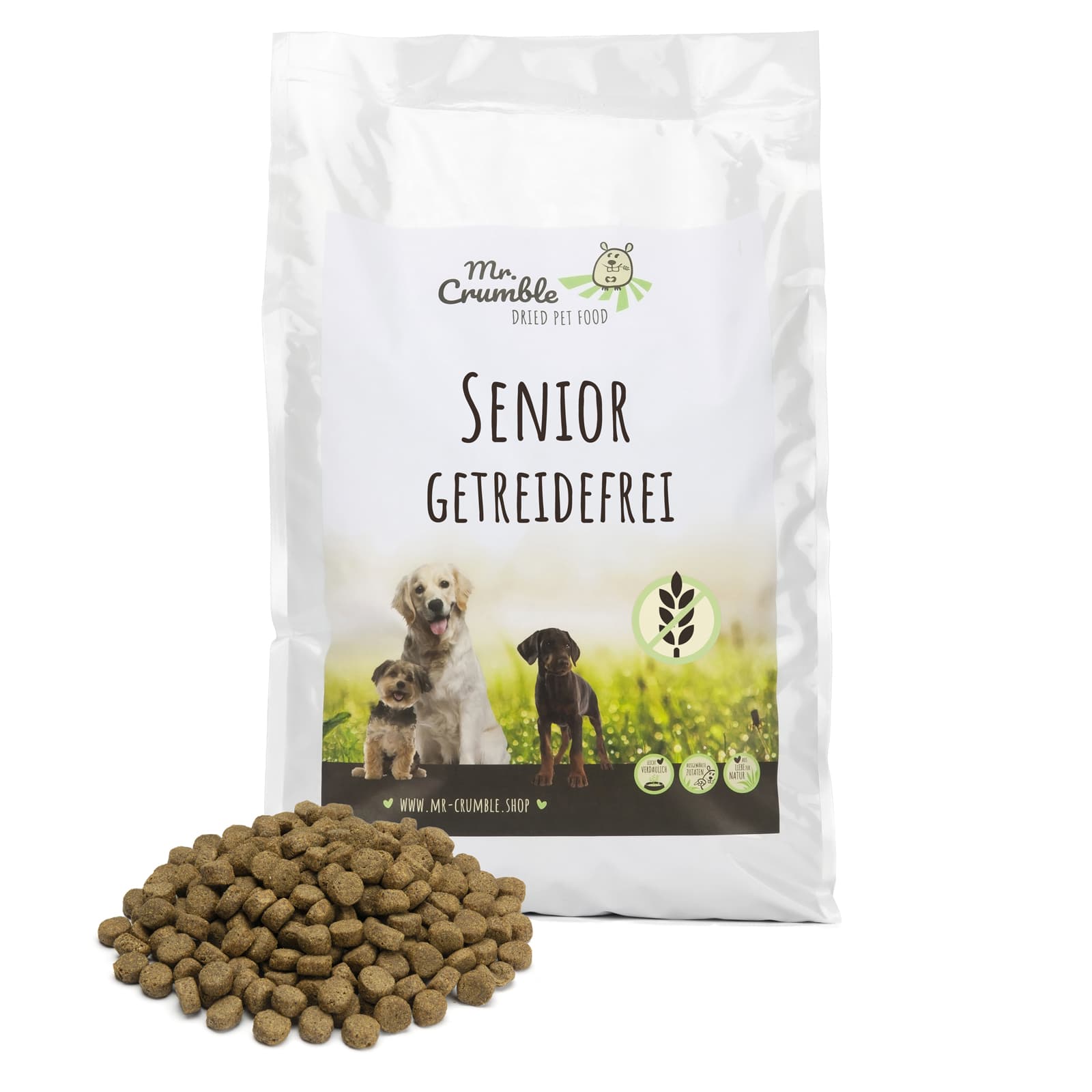 Mr-Crumble-Hundefutter-Hundefutter-Senior-getreidefrei-Huhn-Sack-mit-Futter-k Hundefutter Senior getreidefrei mit Huhn